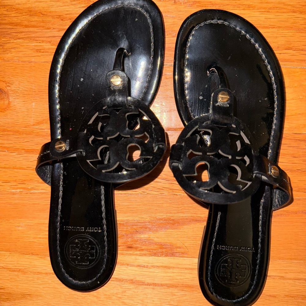 Tory Burch Black Patent Miller Sandals